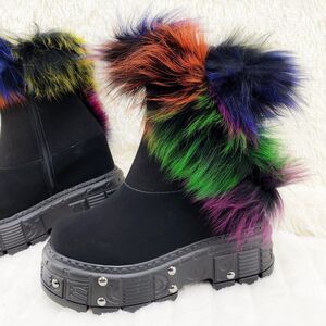 BRAND NEW! Sz 10 Furry Goth Platform Punk Ankle Boots